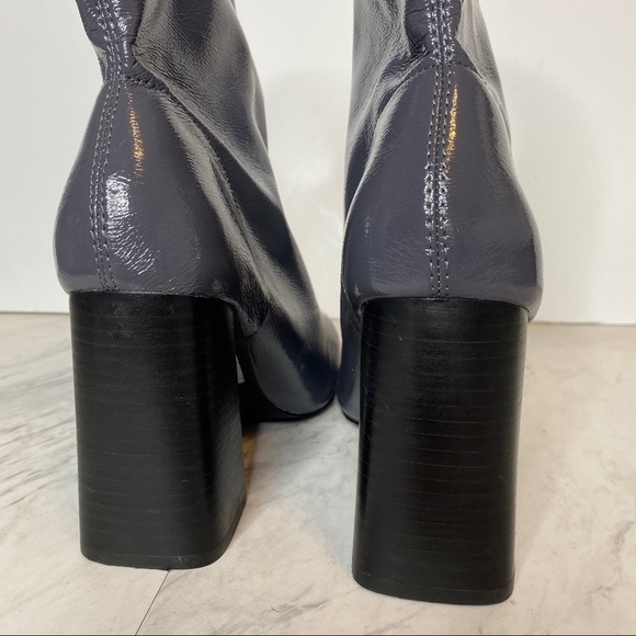 New! Topshop Brody Patent Faux Leather Gray Stretch Bootie 38 - Picture 4 of 15